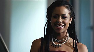 Super-fit and horny ebony girl gets rammed by his white meat