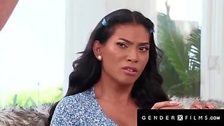 GENDERXFILMS - Luxurious Trans Sitter PORKED By Massive Dicked Army Bear