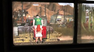 Redhead MILF gets fucked and cum sprayed in the desert