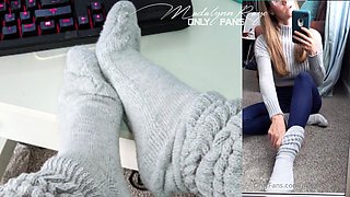 Busty blonde in foot fetish porn