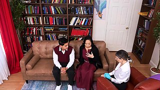 Stepmom and Therapyst Seduce Stepson in Wild Therapy Session