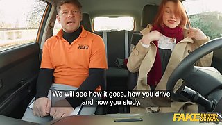 Redheaded girl is going to get fucked by her driving school instructor