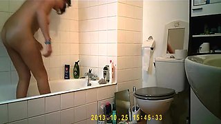 Cute teen gets caught on a toilet and in bath