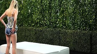 Sexy amateur blonde Russian web cam girl sucking on her toy