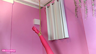 Rope Bondage for Lucy in Shiny Spandex Catsuit