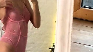Close up with teen blonde sex doll rubbing her cunt