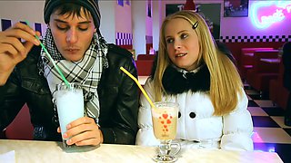 Blondie Oksana indulges in a steamy MMF threesome with her Russian lover and his friend