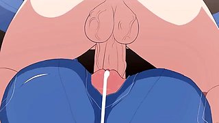 Hentai redhead gives blowjob and having sex