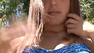 Gorgeous teen rides massive dong hard before getting cumshot on her tits