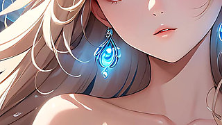 Soft Starlight a Beautiful Young Woman with Glowing Eyes in Animated Style