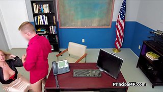 Big-Titted blond hair babe soccer mommy hammered by the head teacher