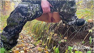 Milf Sat Down To Pee In Nature