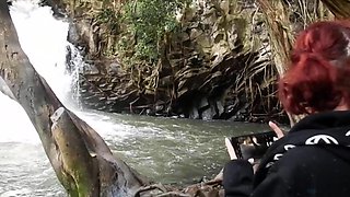 Solo eurobabe masturbating outdoors