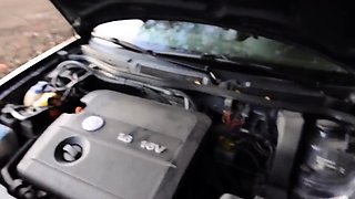 German Amateur Couple Gets Naughty in Public - Car Trunk Blo