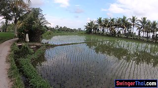 Thai GF with a big ass banged in garden