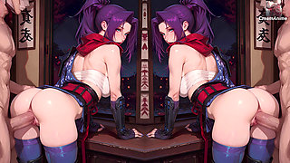 Ninja Psylocke Anal Creampie - Horny Purple-haired Girl Gets Anal Sex and Creampied by a Stranger - 4K 90fps 3D Model