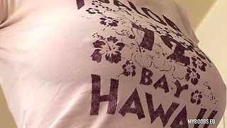 Katarina Kozy big-titted star well-lubed her bosoms and poon and have fun with dual scrotum