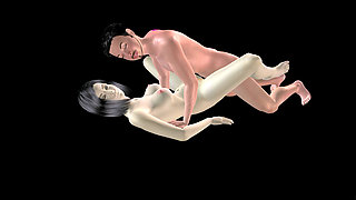 Animated 3D Porn - Asian Man Fucking Beautiful Girl in Missionary Pussy & Ass Creampie