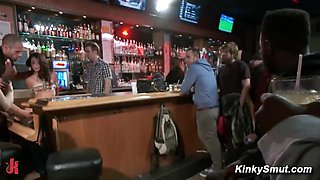 Public bar humiliation and butt fucking pounding