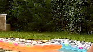 Blonde Poolside Gangbang with Multiple Cocks