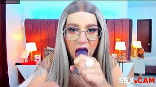 Hentai Long-Haired Fishnet in Glasses Sucks Dick Then Takes It in Ass