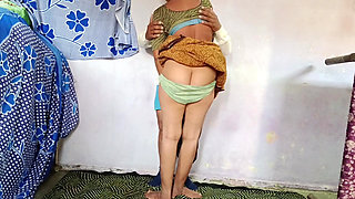 Desperate for a cock, the friend's wife is standing up and fucking her pussy with my cock