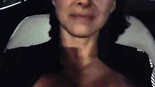 Showing Her Tits in the Car