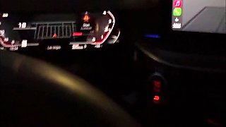 Perv Blonde sucks taxi driver's big cock in a car