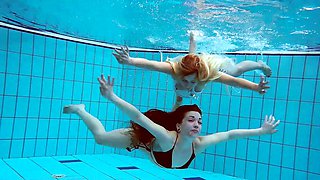 Hot Russian girls swimming in the pool