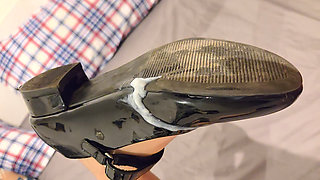 Black Patent Strap Flats 35