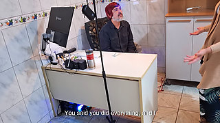 The Female Boss Asked the Employee to Get Naked and Sucked His Ass - Rimming.