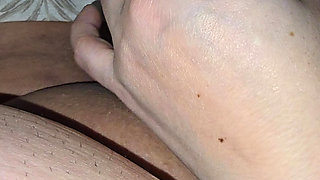 Step mom stick her hand on step son dick in erection and handjob his dick