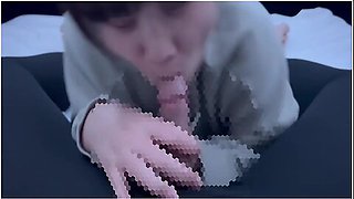 Short-cut College Student With Dark Hair Gets Oral Ejaculation In A Thick Blowjob And A Lot Of Sperm