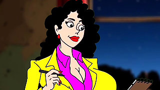 Married Busty Brunette Can't Resist the Sight of a Big Black Cock. Cartoon