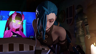 League of Legends - Sexy Night Time TV with Jinx (Nude and Non nude Versions) ( Animations with Sound)