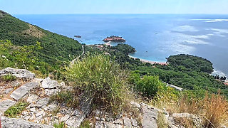 POV Doggy Pound on Sveti Stefan, Montenegro Cliff: Her Perfect Ass Bouncing in Broad Daylight