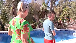 OldNanny - Horny Stud Fucks Mature Granny By The Pool