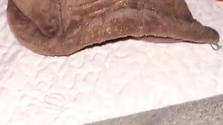 Kinky guy rubbing cock on sleeping wife's smooth soles