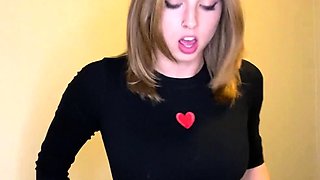 Blonde teen in solo action with her pussy