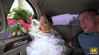 licking newlywed bride's pussy in the moving car