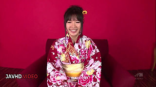 Chiharu's Sensual Kimono Blowjob Leads to Steamy Asian Threesome Experience