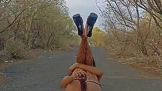 Rubidoll Butt sex lovemaking with a black stiffy outdoors