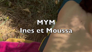 Young Arab city beurette fucks with a big black cock in the woods in public