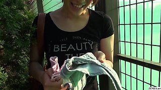 Spectacular Brief Hair Chinese Amateur Sizzling Trousers Walk In Public