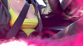 Italian Horny Big Tits MILF Car Drive Flashing Her Perfect Boobs Link on X