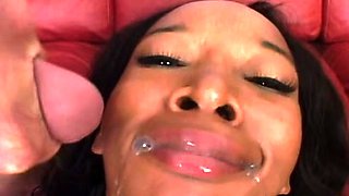 Femdom cuckold with interracial blowjob from brunette