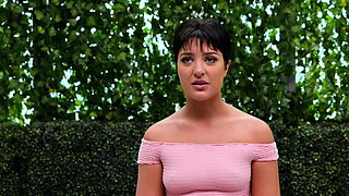 Busty brunette anal solo masturbation
