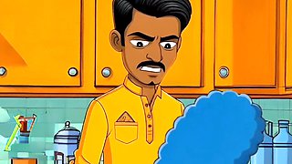 Animated cartoon, cheating housewife, marge simpson