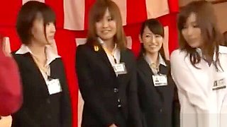 Nippon fligh attendants flashing their small tits