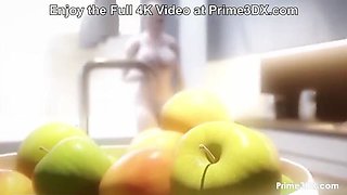 Miami Futanari Sex - Big Tits Blowjob POV in Kitchen 3D Animation